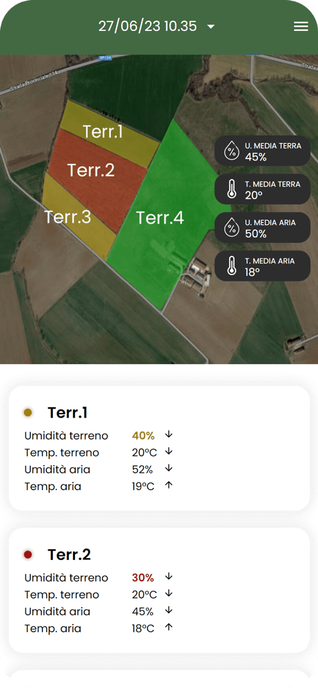 App agricoltura - schermata mappa terreno